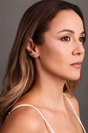 Ear Cuff Borboletas Lisas e Cravejadas Cristal Banhado a Ouro 18K