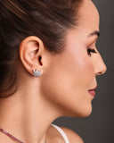 Brinco Folha Cristal 1.5 cm Ródio Branco