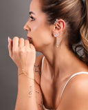 Ear Cuff Franja Pontos de Luz Cristal Banhado a Ouro 18K