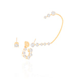 Ear Cuff Franja Pontos de Luz Cristal Banhado a Ouro 18K