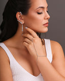 Ear Cuff Franja Pontos de Luz Cristal Ródio Branco