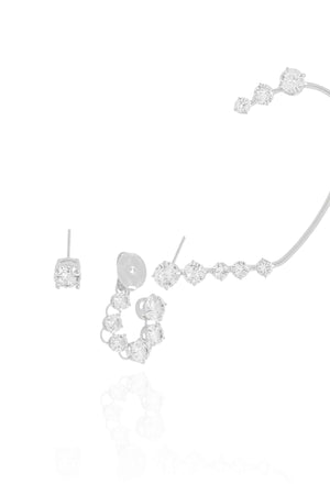 Ear Cuff Franja Pontos de Luz Cristal Ródio Branco