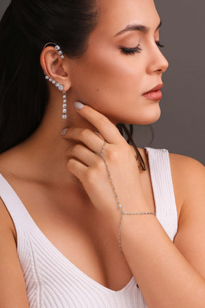 Pulseira Hand Chain Singapura 2 mm Ródio Branco