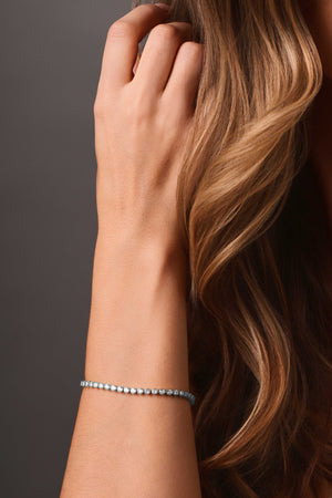 Pulseira Riviera Cravação Inglesa Cristal 3 mm Ródio Branco