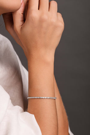 Pulseira Riviera Cristal 2.5 mm Ródio Branco