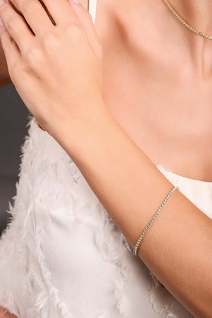 Pulseira Riviera Turmalina 2 mm Banhado a Ouro 18K