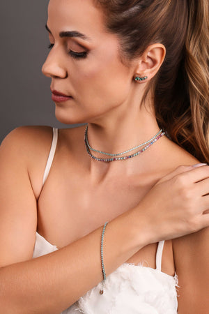 Pulseira Riviera Turmalina 2 mm Ródio Branco