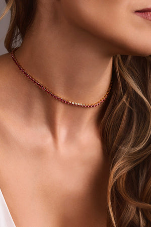 Choker Riviera Fuchsia 3 mm Banhado a Ouro 18K