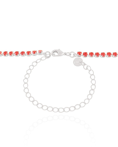 Choker Riviera Fúcsia 3 mm Ródio Branco - 32 cm