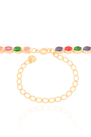 Choker Ovais Coloridos 4 mm Banhado a Ouro 18K