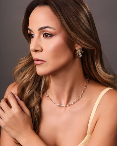 Choker Gotas Cristal 5 mm Banhado a Ouro 18K