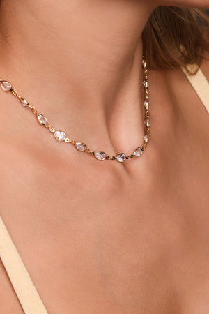 Choker Gotas Cristais 5 mm Banhado a Ouro 18K