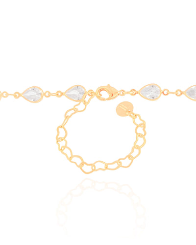 Choker Gotas Cristal 5 mm Banhado a Ouro 18K