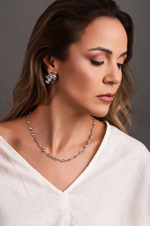 Choker Gotas Cristais 5 mm Ródio Branco