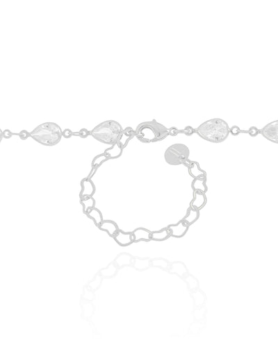 Choker Gotas Cristal 5 mm Ródio Branco - 35 cm