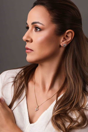 Gargantilha Veneziana Folha Navetes Cristal Banhado a Ouro 18K - 45 cm