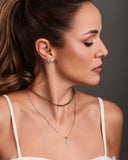 Gargantilha Veneziana Folha Navetes Cristal Ródio Branco - 45 cm