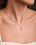 Gargantilha Veneziana Folha Navetes Cristal Ródio Branco - 45 cm