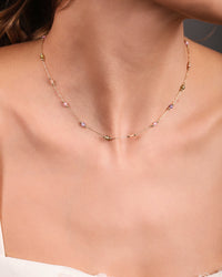 Choker Elos Cristais Coloridos 3 mm Banhado a Ouro 18K