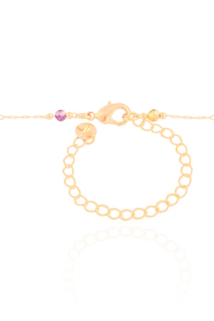 Choker Elos Cristais Coloridos 3 mm Banhado a Ouro 18K