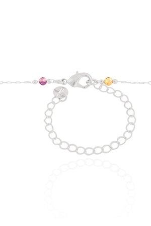 Choker Elos Cristais Coloridos 3 mm Ródio Branco