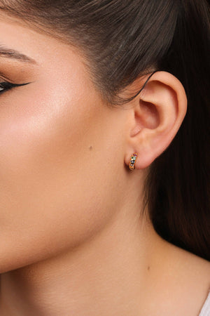 Dupla de Argolas Pontos de Luz Coloridos Banhado a Ouro 18K