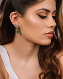 Brinco Argola Lisa Ponto de Luz Oval Turmalina 3.1 cm Ródio Branco