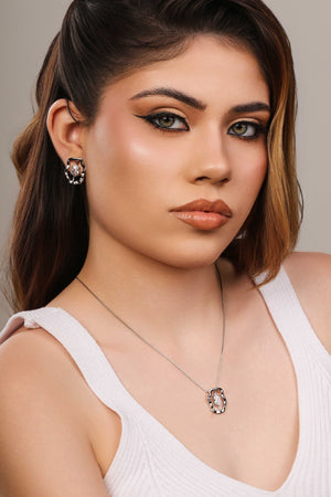 Brinco Orgânico Ponto de Luz Oval Cristal Ródio Branco