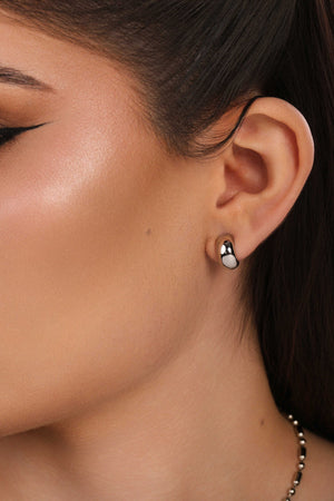 Brinco Meia Argola Lisa 1.2 cm Ródio Branco