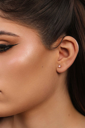 Brinco Ponto de Luz Gota Safira Rosa 5 mm Banhado a Ouro 18K