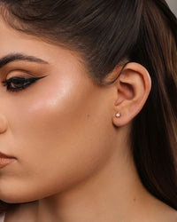 Brinco Ponto de Luz Gota Safira Rosa 5 mm Banhado a Ouro 18K