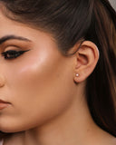 Brinco Ponto de Luz Gota Safira Rosa 5 mm Banhado a Ouro 18K