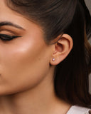 Brinco Ponto de Luz Gota Safira Rosa 5 mm Ródio Branco