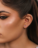 Brinco Ponto de Luz Safira Rosa 5 mm Banhado a Ouro 18K