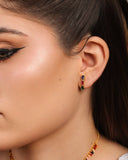 Ear Hook Geométrico Colorido Banhado a Ouro 18K