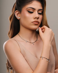 Ear Cuff Pontos de Luz Ovais Cravejado Cristal Ródio Branco