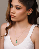 Ear Cuff Pontos de Luz Ovais Turmalina Cravejado Cristal Banhado a Ouro 18K