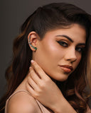 Ear Cuff Pontos de Luz Ovais Turmalina Cravejado Cristal Ródio Branco