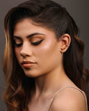 Ear Cuff Pontos de Luz Ovais Morganita Cravejado Cristal Banhado a Ouro 18K