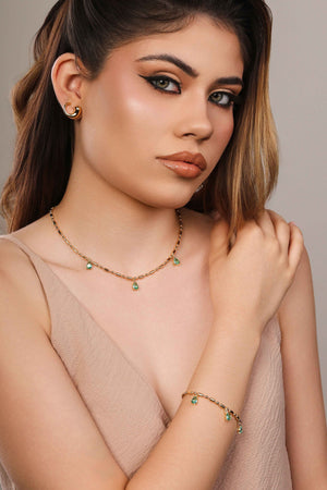 Gargantilha Gomos Gotas Turmalina Banhado a Ouro 18K - 40 cm