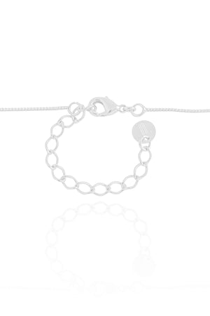 Gargantilha Gomos Gotas Safira Rosa Ródio Branco - 40 cm