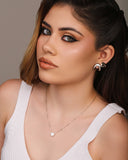 Gargantilha Veneziana Bolinhas Coração Cristal Ródio Branco - 45 cm