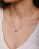 Gargantilha Veneziana Bolinhas Coração Cristal Ródio Branco - 45 cm