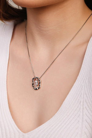 Gargantilha Oval Orgânico Ponto de Luz Cristal Ródio Branco - 45 cm