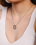 Gargantilha Oval Orgânico Ponto de Luz Cristal Ródio Branco - 45 cm