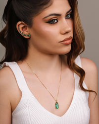 Gargantilha Longa Gota Turmalina 2.6 cm Banhado a Ouro 18K - 60 cm