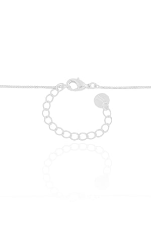 Gargantilha Longa Gota Safira Rosa 2.6 cm Ródio Branco - 60 cm