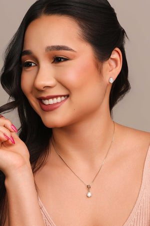 Brinco Gota Cristal Detalhada Ródio Branco