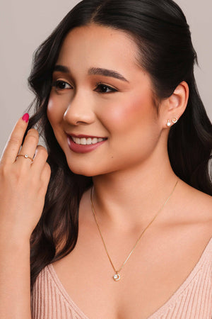 Brinco Palito Ponto de Luz Cristal 5 mm Banhado a Ouro 18K