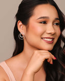 Brinco Argola Frontal Dupla Cravejada Cristal 2.9 cm Ródio Branco